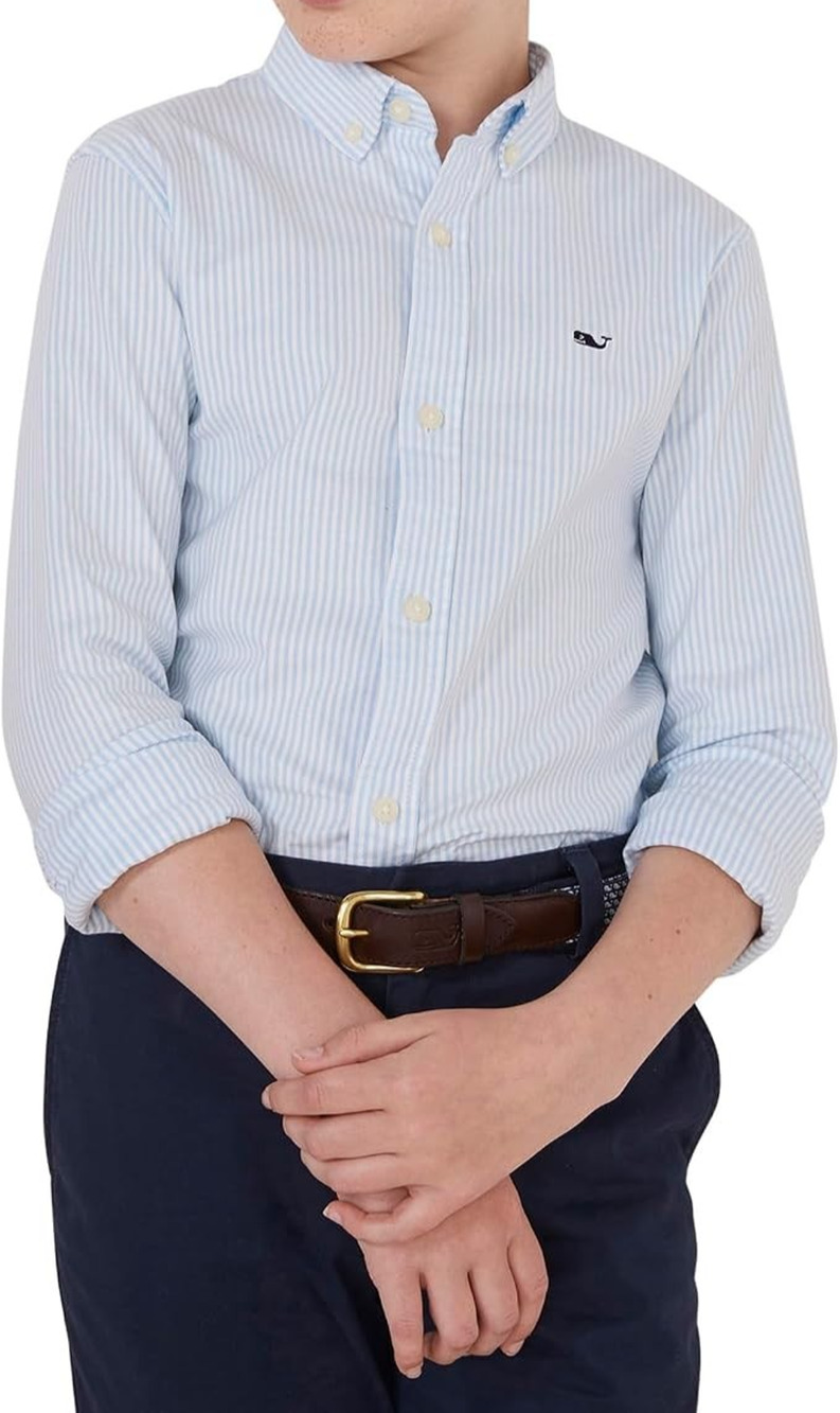 Vineyard Vines Oxford Whale Shirt Size 3T Blue White Stipes 100% Cotton A010820